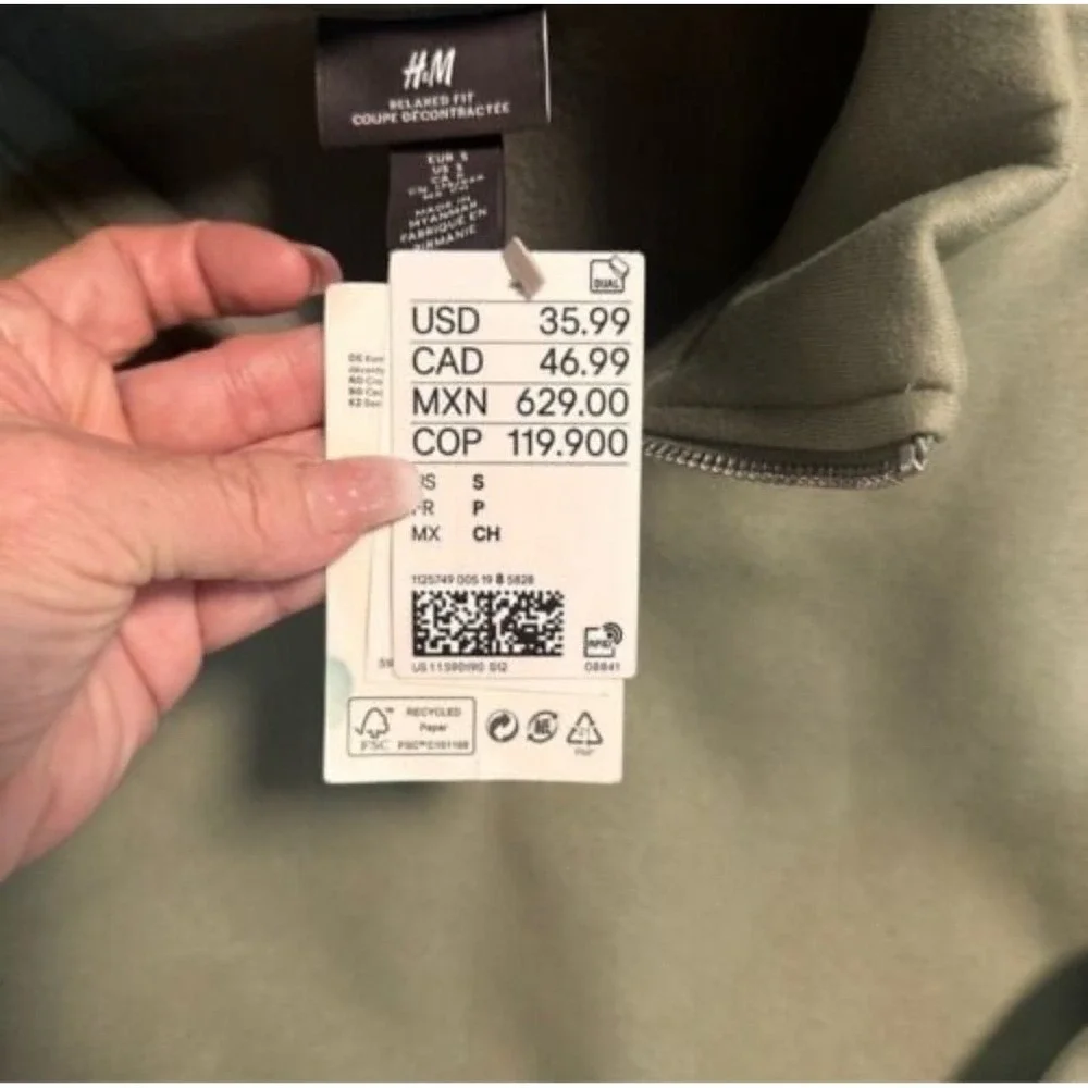 H&M Relaxed‎ Fit Sweatshirt Olive Green NWT
